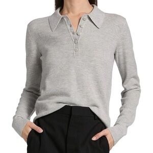 TWP Women’s Jordan Grey Cashmere Polo Top